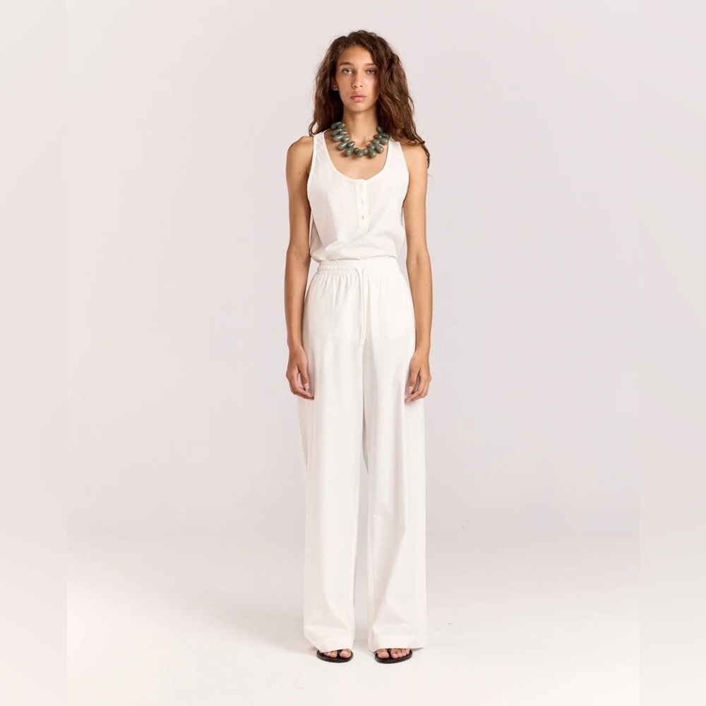 Romy the Brand Rope Cotton Blend Tie Pant in White